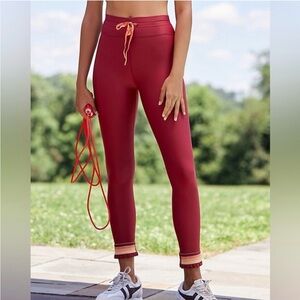 The Upside by Anthropologie Midi Corfu Ruffle Trim Waist Tie Leggings Sz 6